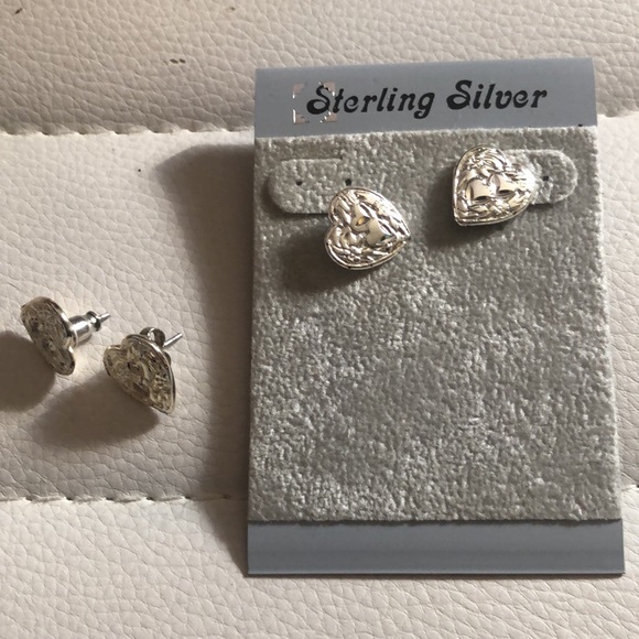 Jewelry - 2 pairs Sterling Silver Heart Earrings post earrings